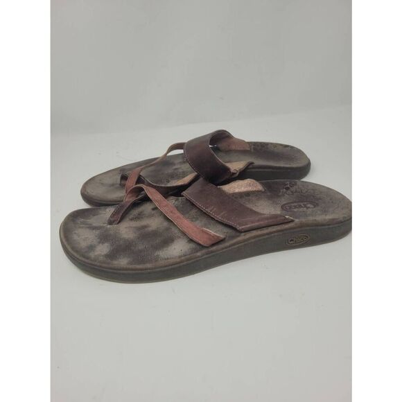 COPY - Leather Chacos Slip on Thong Sandals Womens Size 9 - Picture 2 of 10